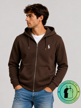 Polo Ralph Lauren Sweat à capuche zippé en maille double Marron Foncé