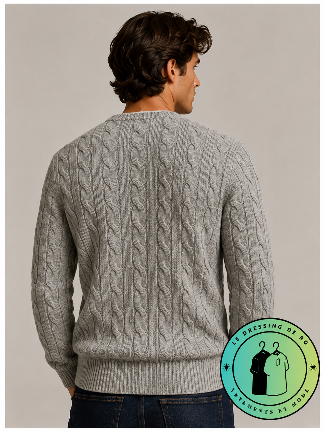 Polo Ralph Lauren   Pull pour homme en coton méché torsadé – Gris Foncé
