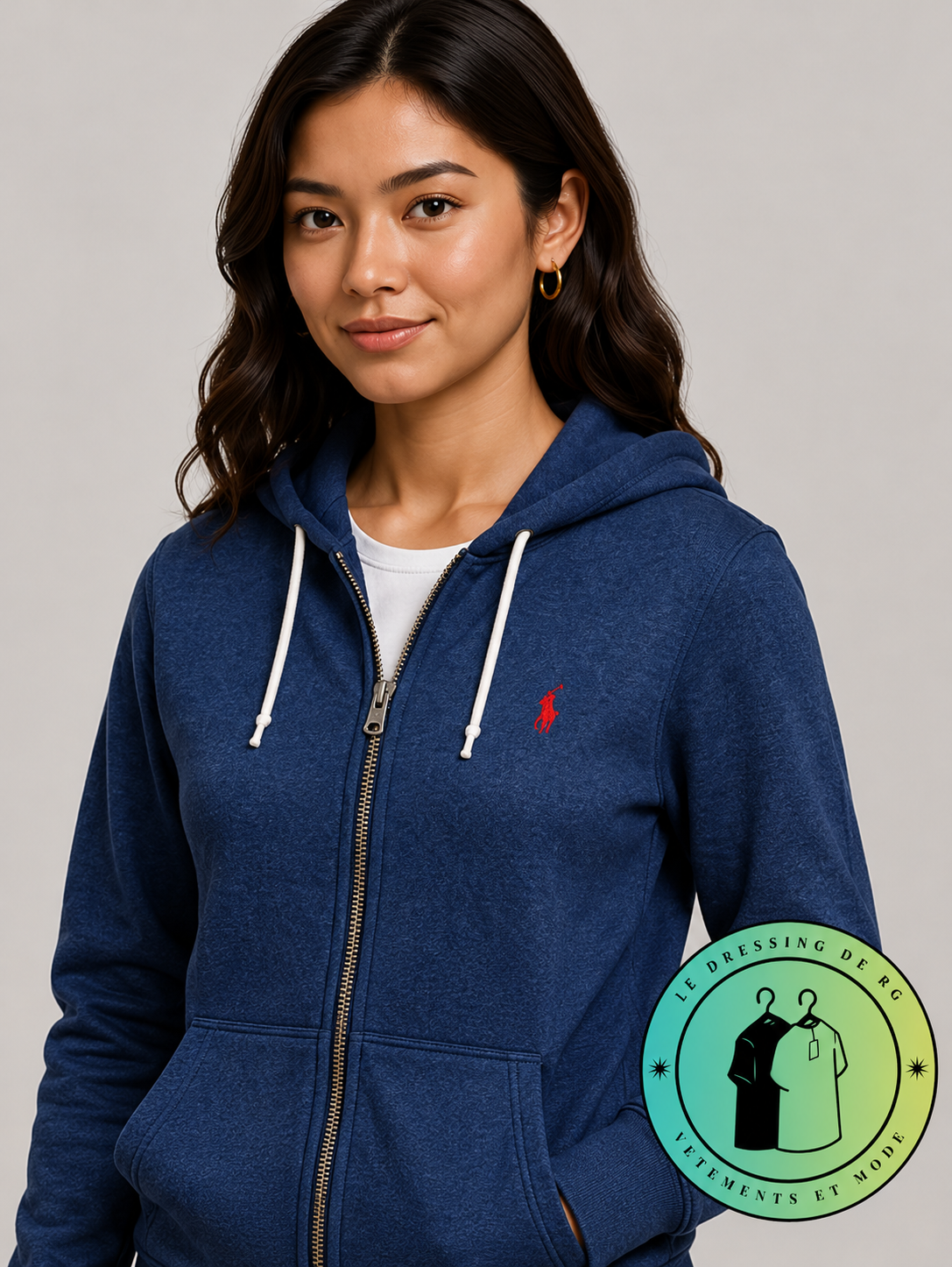 Polo Ralph Lauren   Sweat à capuche zippé en maille double Bleu Marine