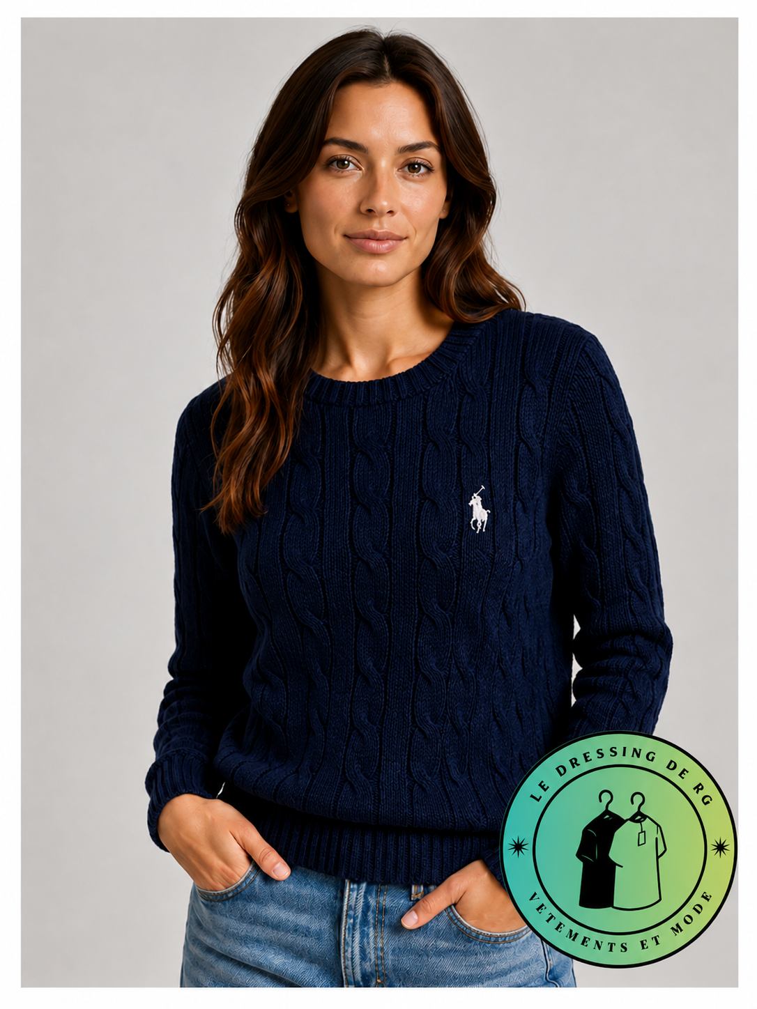 Polo Ralph Lauren   Pull pour homme en coton méché torsadé – Bleu Marine