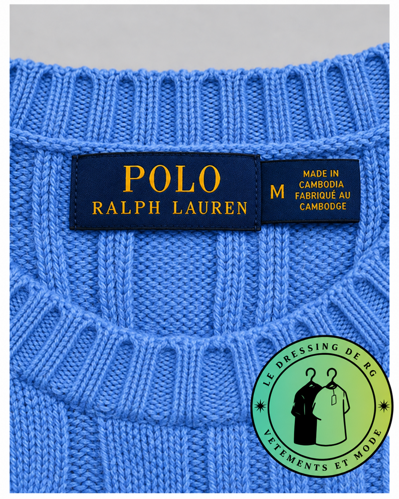 Polo Ralph Lauren   Pull pour homme en coton méché torsadé – Bleu