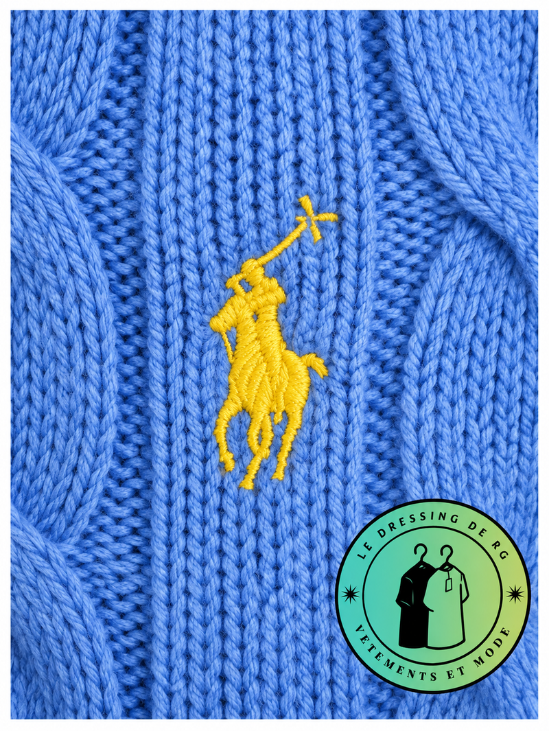 Polo Ralph Lauren   Pull pour homme en coton méché torsadé – Bleu