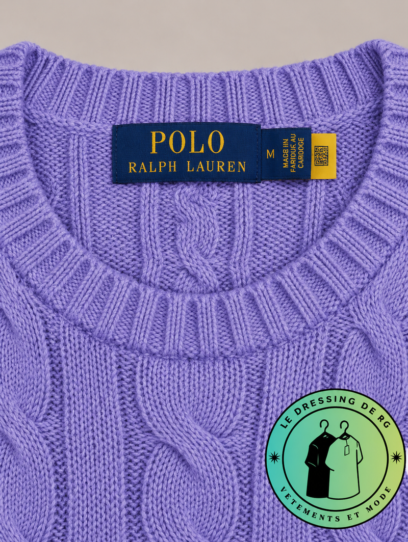 Polo Ralph Lauren   Pull pour homme en coton méché torsadé – Violet