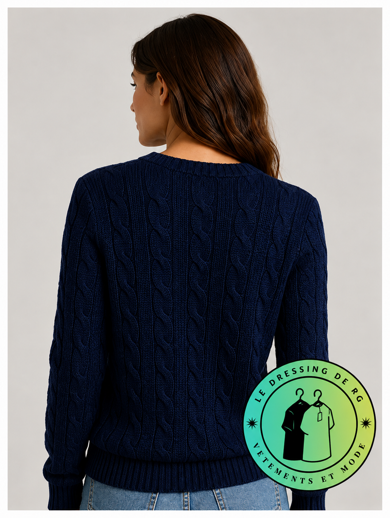 Polo Ralph Lauren   Pull pour homme en coton méché torsadé – Bleu Marine