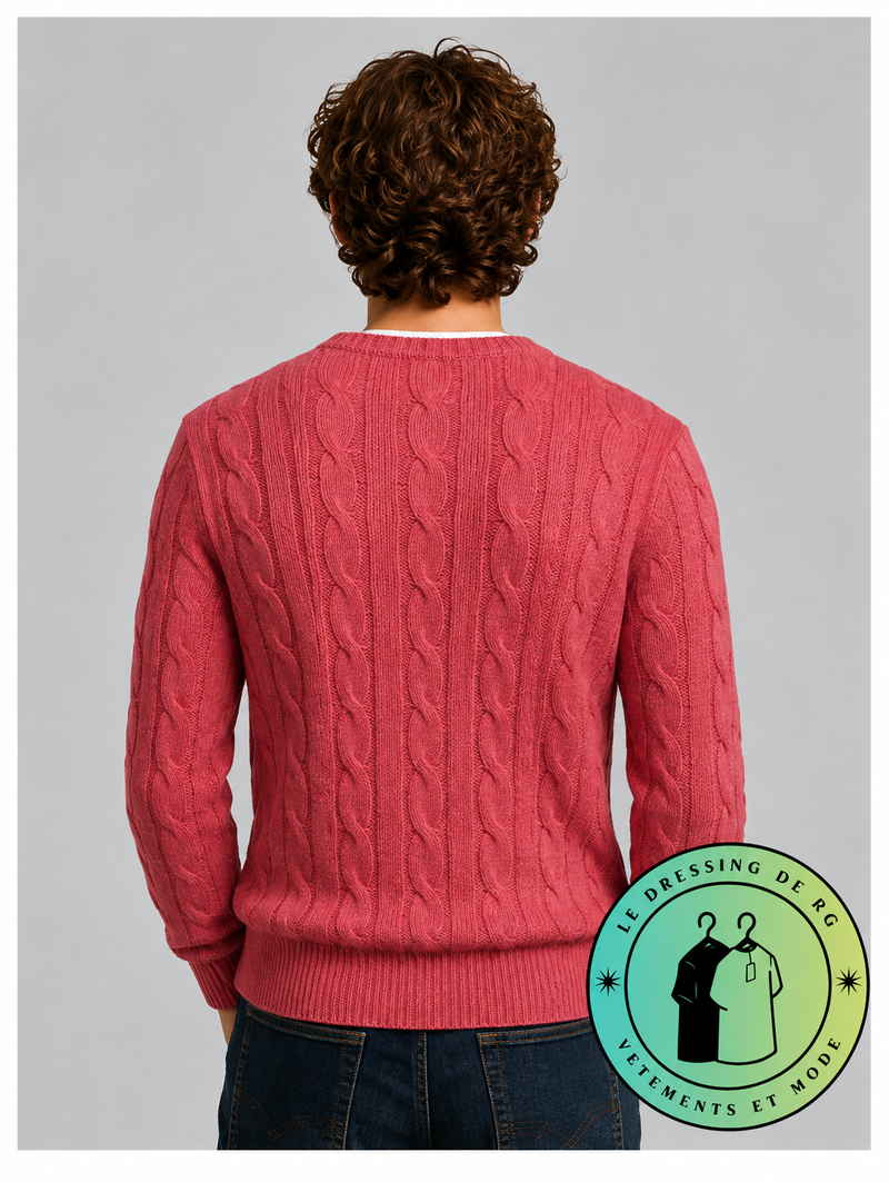 Polo Ralph Lauren   Pull pour homme en coton méché torsadé – Rose Fraise