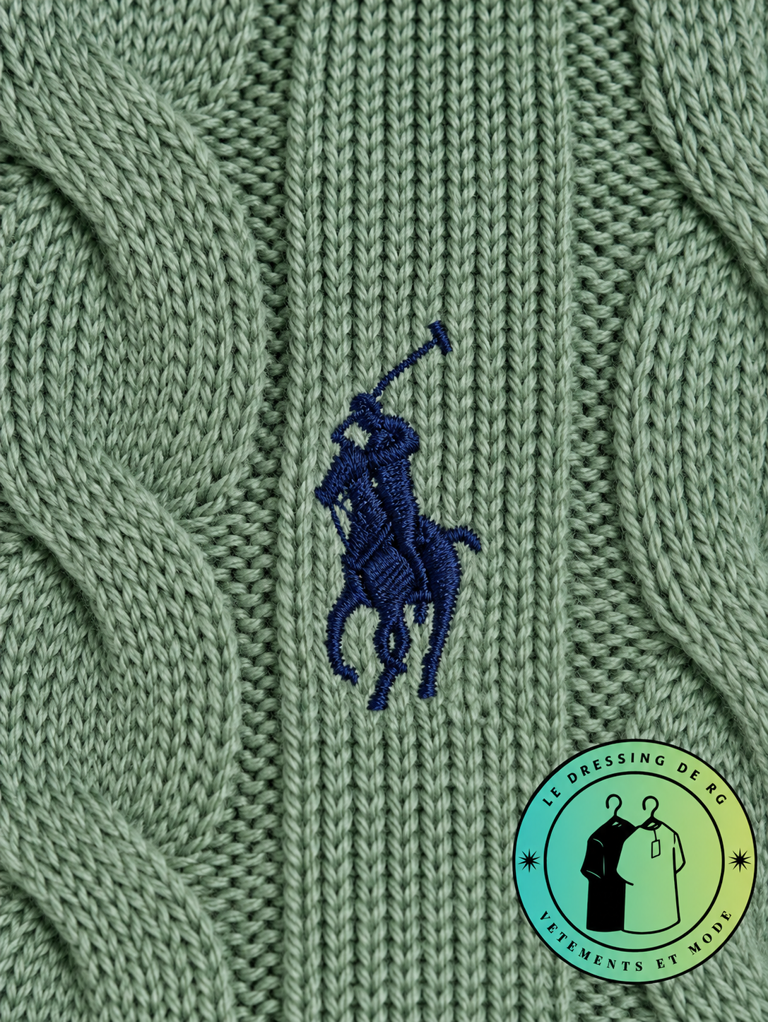 Polo Ralph Lauren   Pull pour homme en coton méché torsadé – Vert Olive