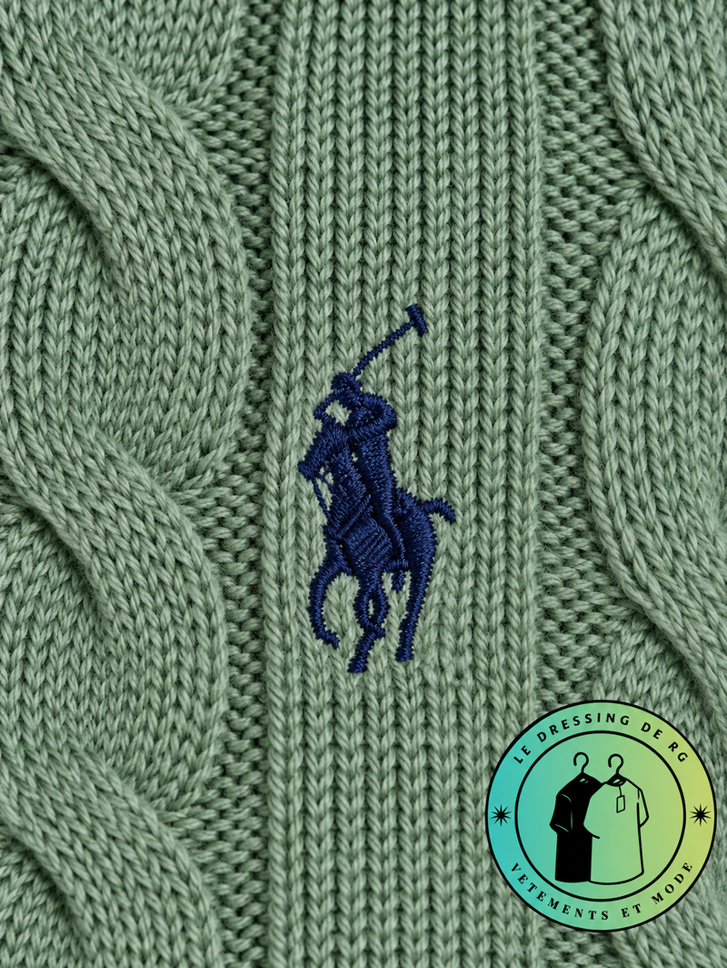 Polo Ralph Lauren   Pull pour homme en coton méché torsadé – Vert Olive
