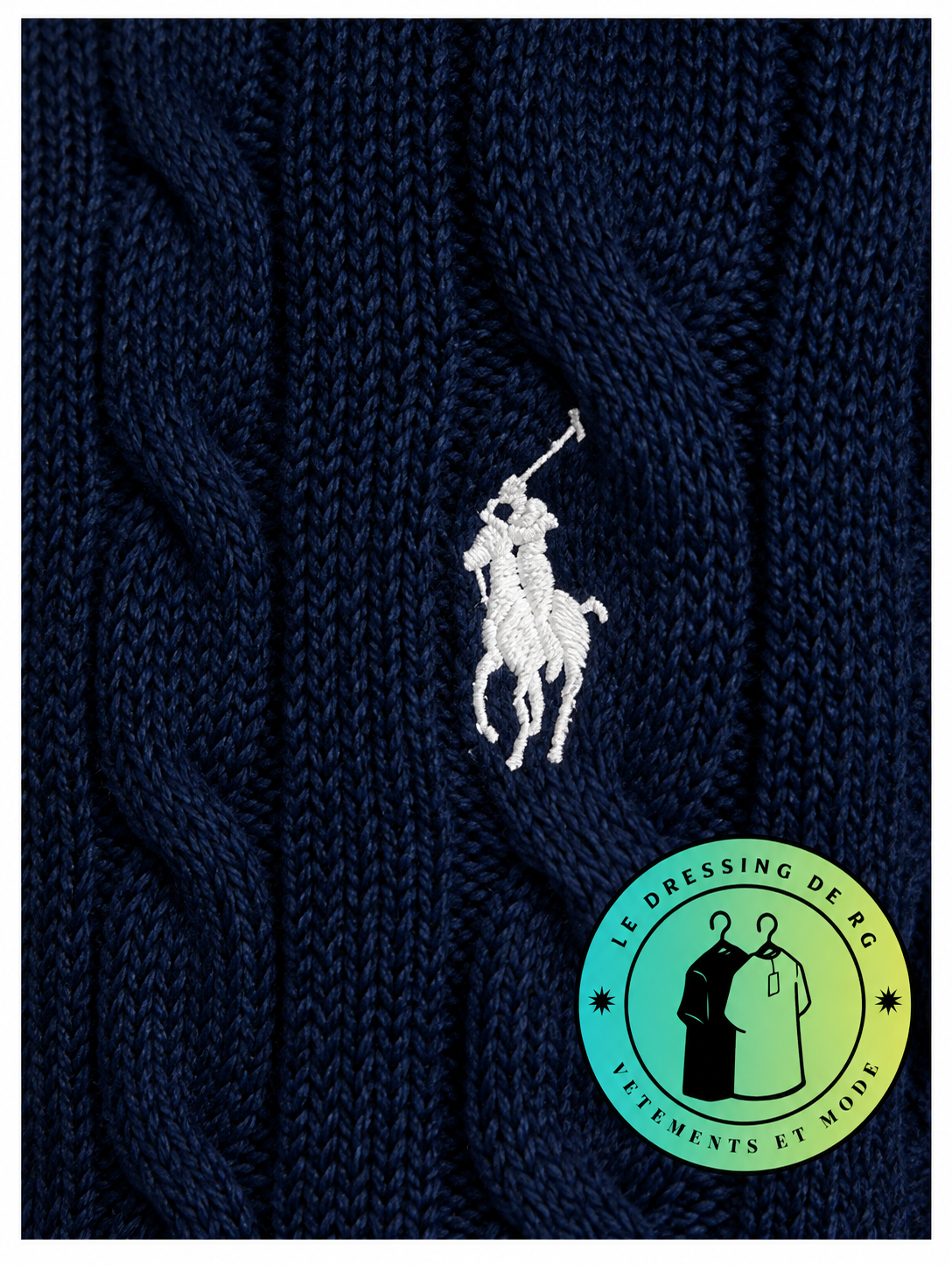 Polo Ralph Lauren   Pull pour homme en coton méché torsadé – Bleu Marine