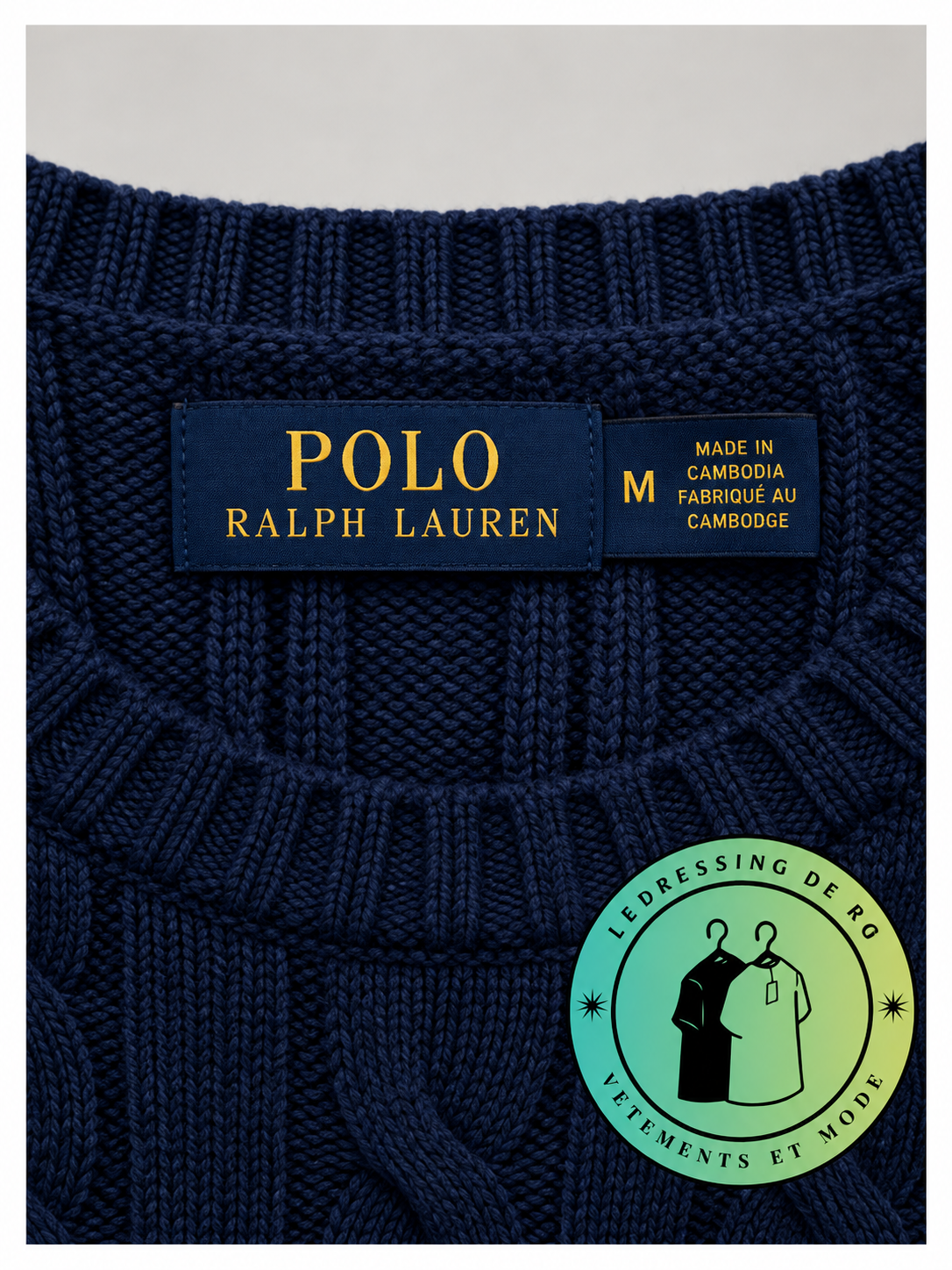 Polo Ralph Lauren   Pull pour homme en coton méché torsadé – Bleu Marine
