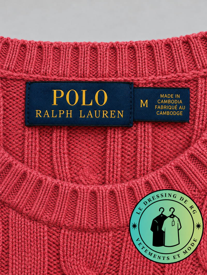 Polo Ralph Lauren   Pull pour homme en coton méché torsadé – Rose Fraise