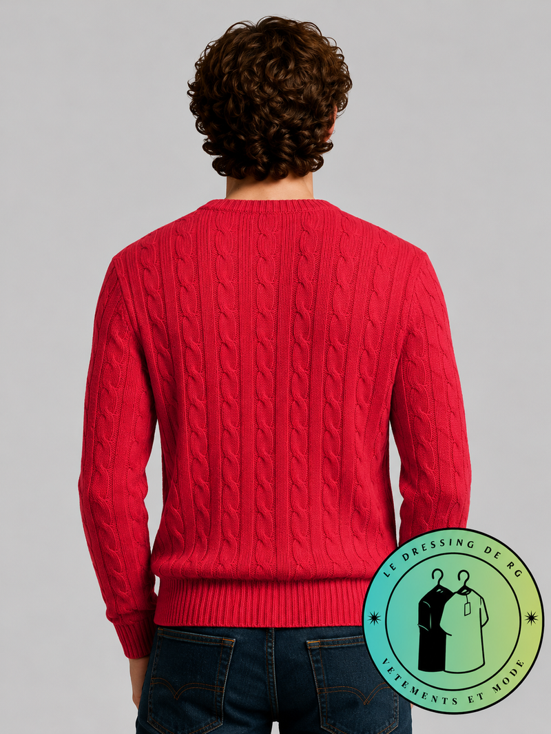 Polo Ralph Lauren   Pull pour homme en coton méché torsadé – Rouge pâle