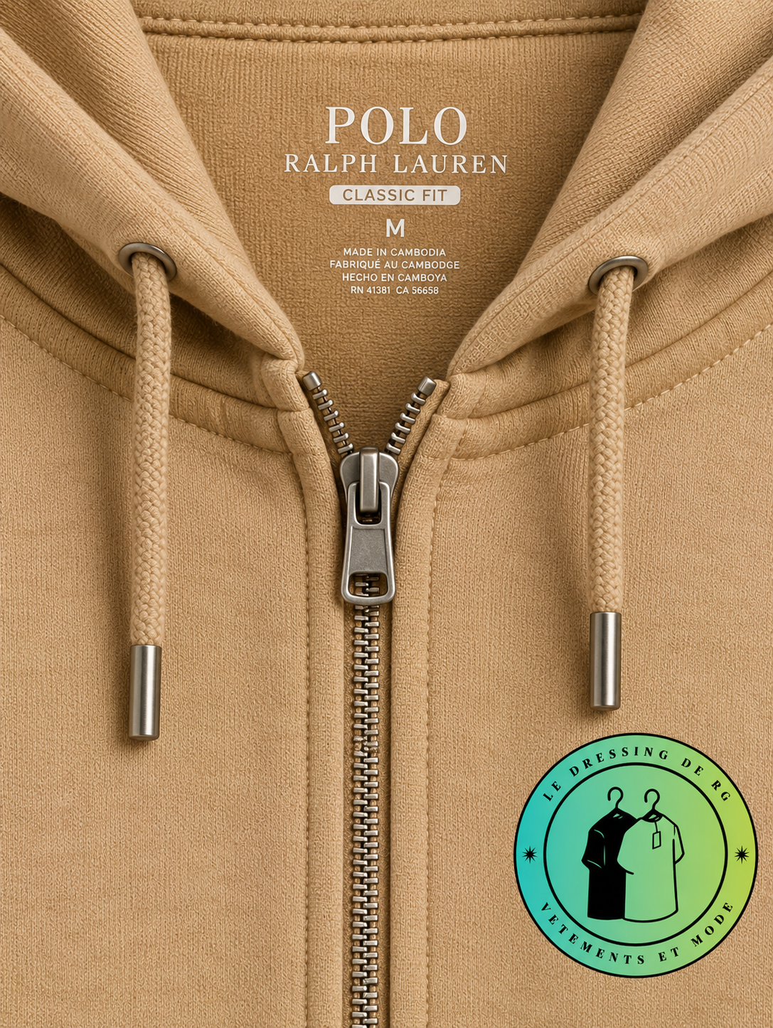 Polo Ralph Lauren  Sweat à capuche zippé en maille double Marron Clair