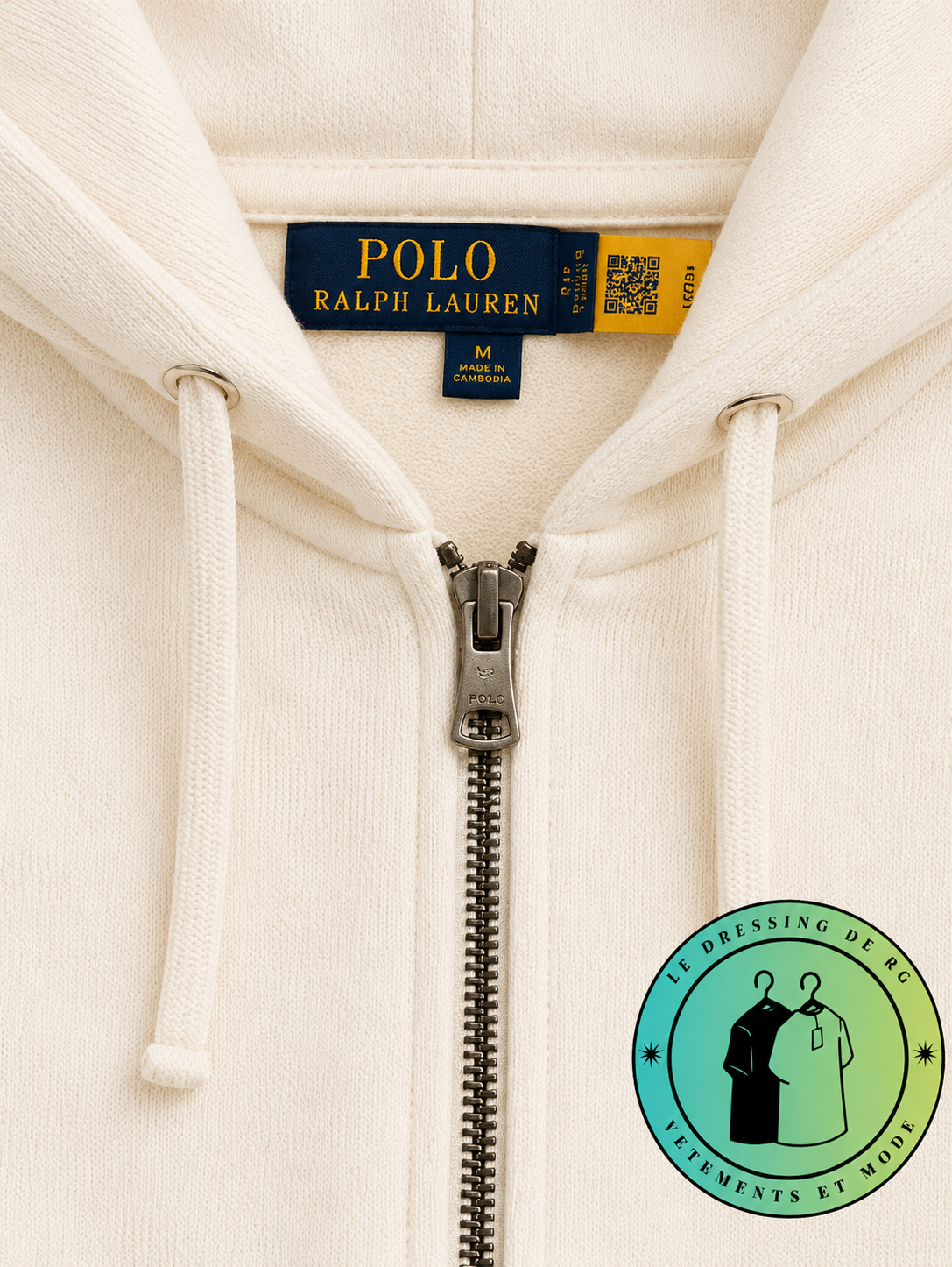 Polo Ralph Lauren   Sweat à capuche zippé en maille double Crème