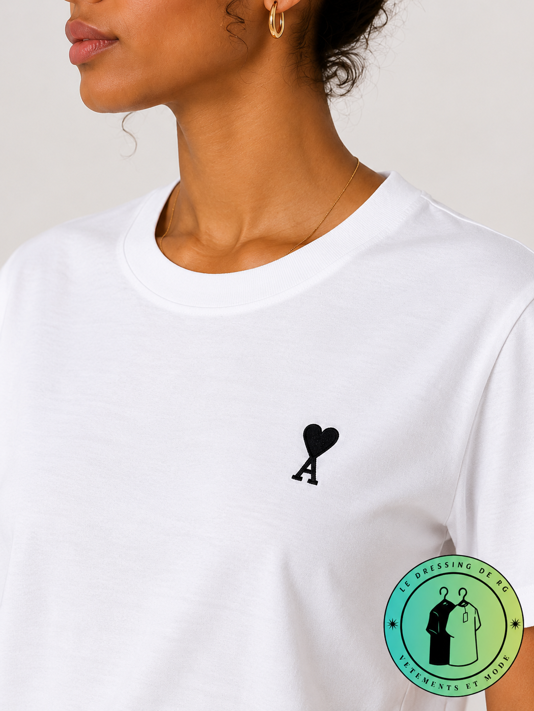 T-shirt en coton Ami de Cœur Blanc Cœur Noir