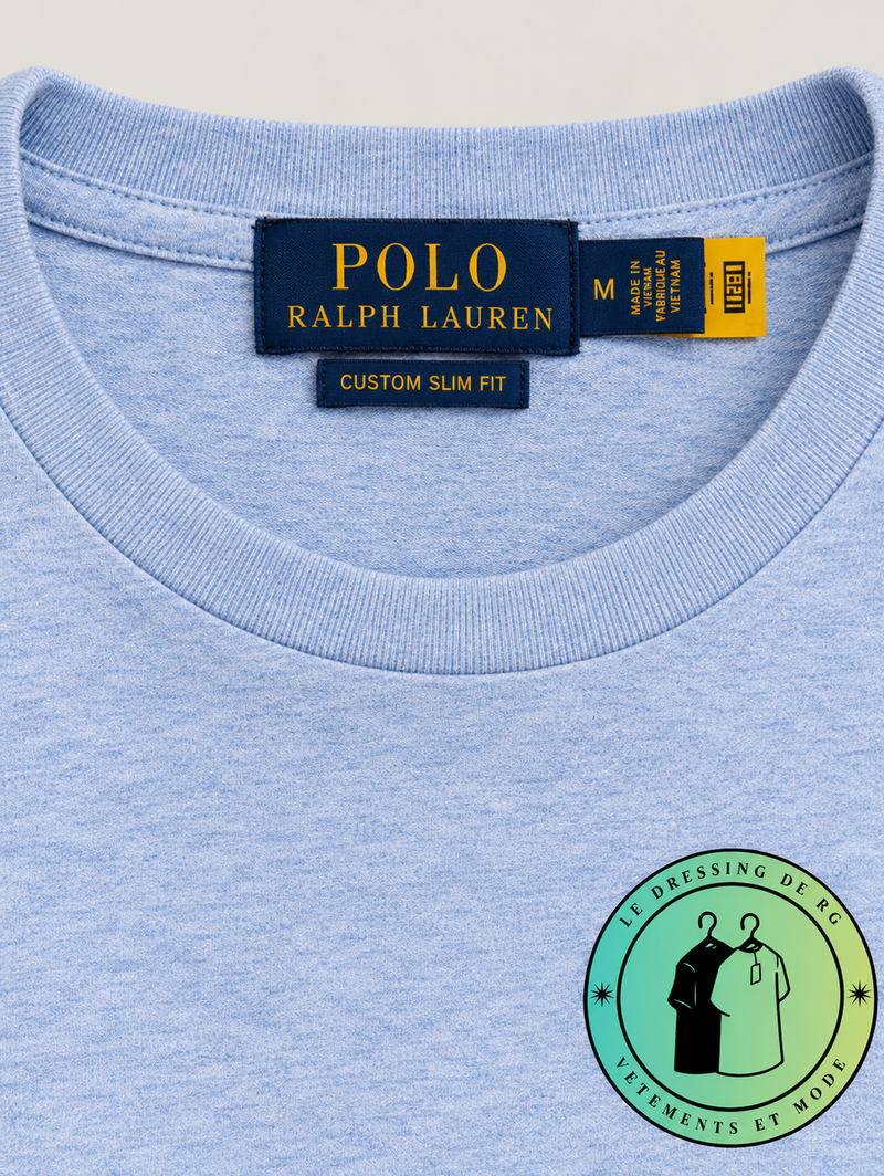 T-shirt Custom Slim Fit en coton doux Bleu Chiné