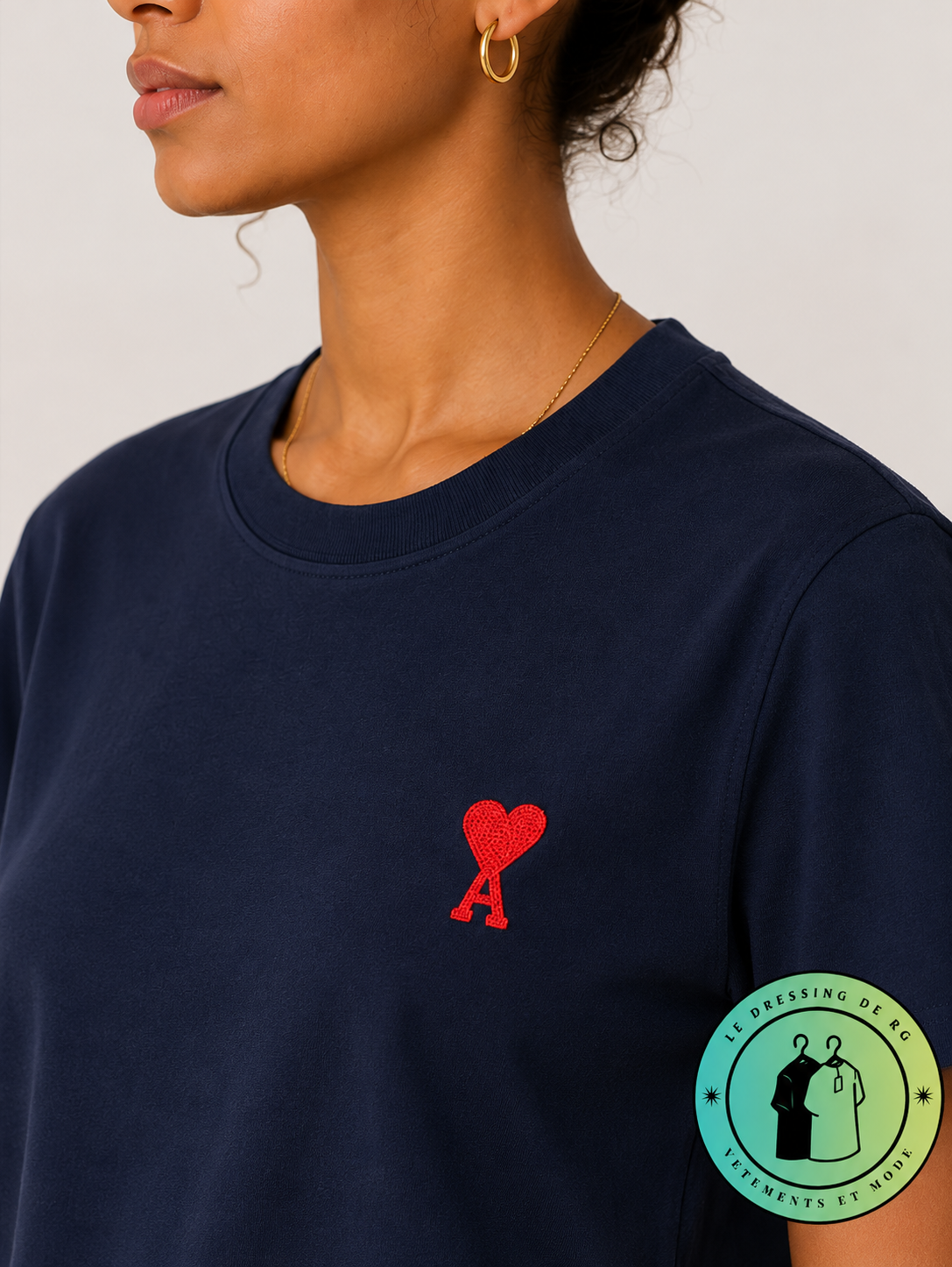 T-shirt en coton Ami de Cœur Bleu Marine Cœur Rouge