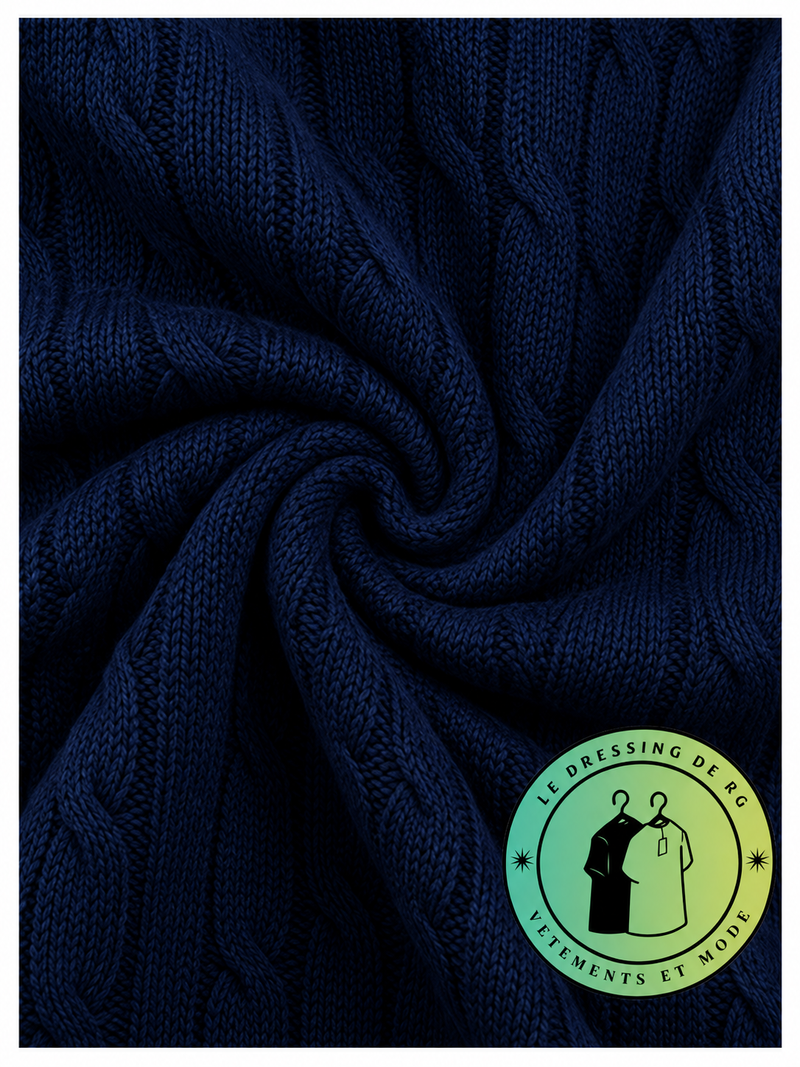 Polo Ralph Lauren   Pull pour homme en coton méché torsadé – Bleu Marine