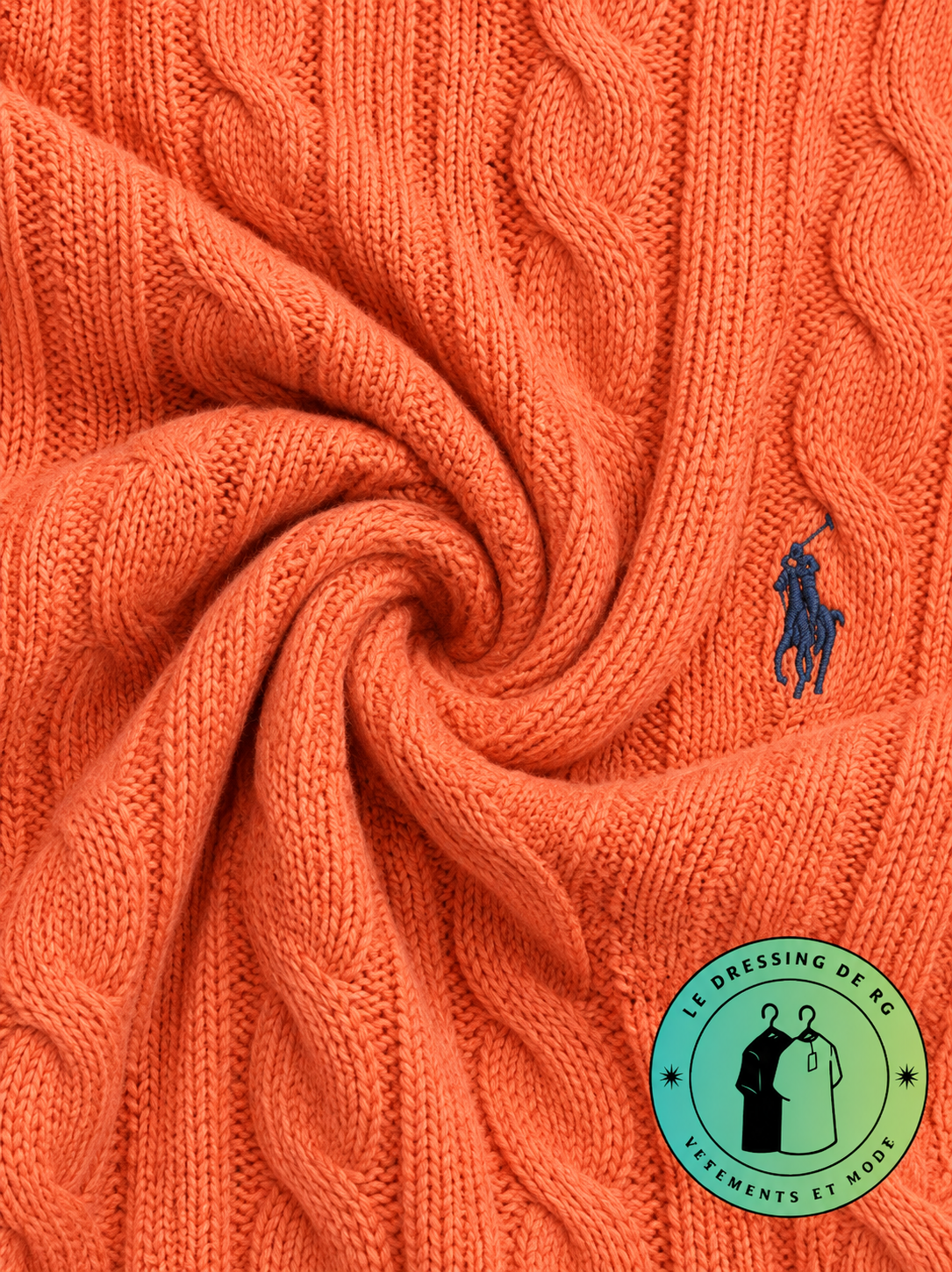 Polo Ralph Lauren   Pull pour homme en coton méché torsadé – Orange Clair
