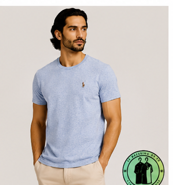 T-shirt Custom Slim Fit en coton doux Bleu Chiné