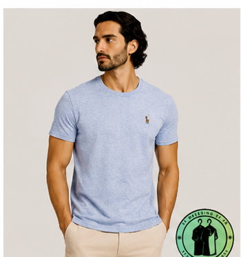 T-shirt Custom Slim Fit en coton doux Bleu Chiné