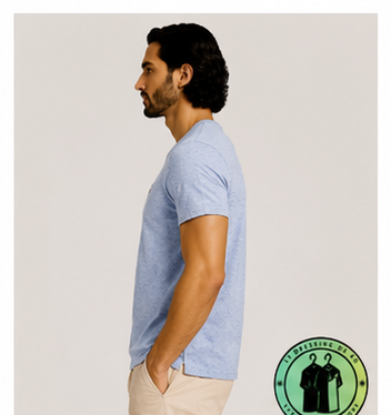T-shirt Custom Slim Fit en coton doux Bleu Chiné