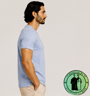 T-shirt Custom Slim Fit en coton doux Bleu Chiné