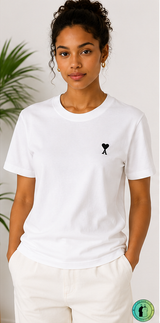 T-shirt en coton Ami de Cœur Blanc Cœur Noir