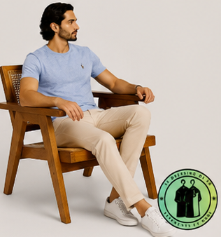 T-shirt Custom Slim Fit en coton doux Bleu Chiné
