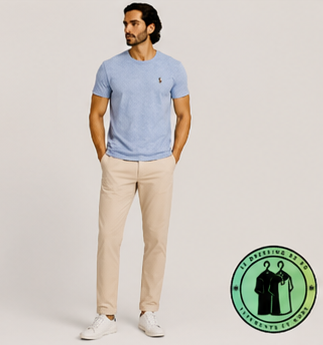 T-shirt Custom Slim Fit en coton doux Bleu Chiné