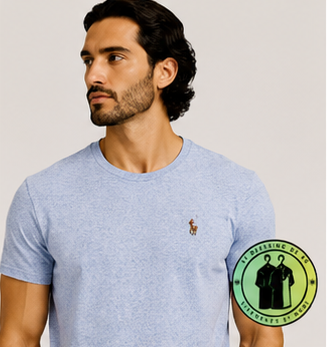 T-shirt Custom Slim Fit en coton doux Bleu Chiné